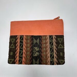 Pietro NYC-1982 Southwestern Textile Leather Trim Clutch Pouch Boho Bag
